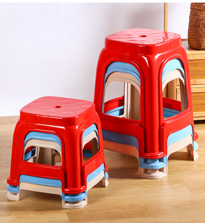 Factory wholesale plastic stools, thickened anti-drop chairs, simple style outdoor conference square stools, stackable pic 18