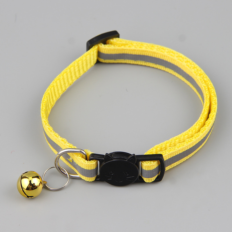 New pet supplies 1.0 black reflective cat head safety buckle collar de gato fuerte y duradero cat bell collar pic 12