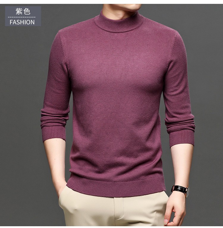 Mishima live nuevo otoño invierno color sólido cuello medio alto cashmere hombre slim suéter hombre legging suéter hombre pic 20