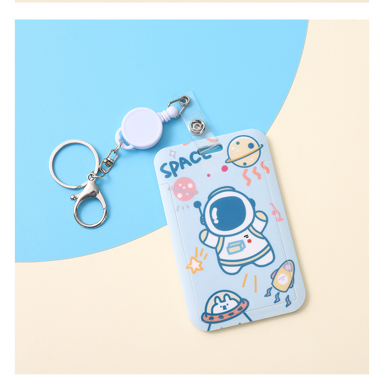 Cartoon astronaut, student sliding cover card holder, astronaut lanyard, bus card, keychain, ID card, work name tag wholesale pic 13