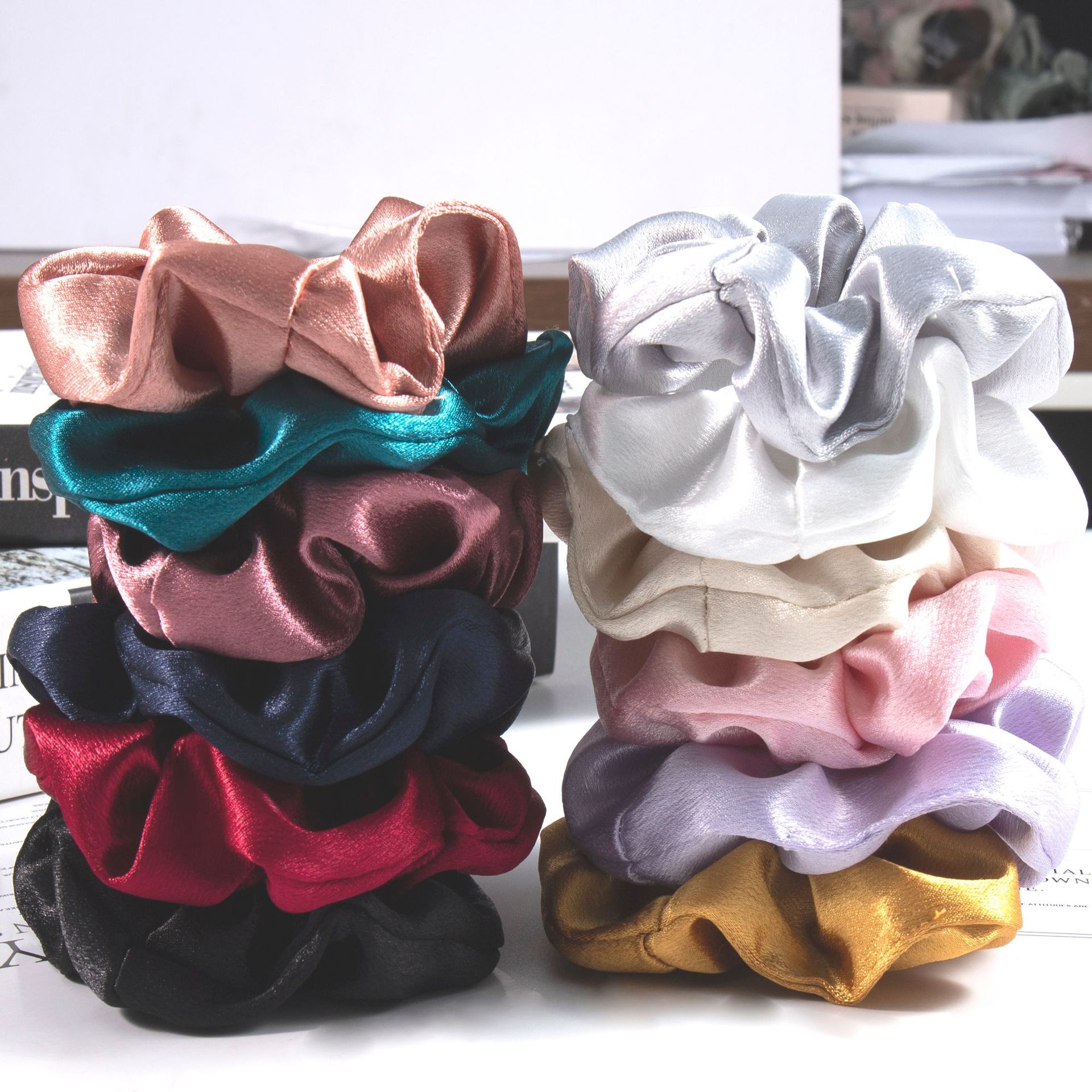 National trend series, retro solid color high-quality large intestine hair band, large intestine ring headwear, large rubber band pic 14