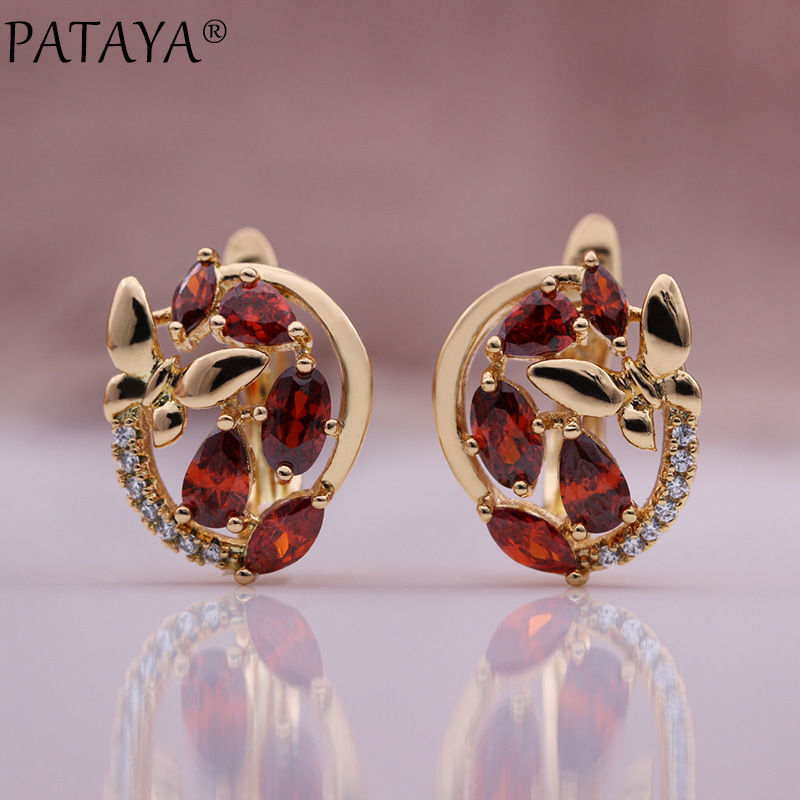 PATAYA585 rose gold electroplated earrings, cross-border direct supply, AliExpress multi-color zircon butterfly earrings pic 8