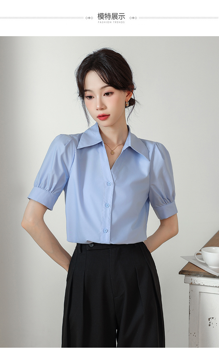 A niche chiffon shirt and top for summer 2024, a new short-sleeved shirt for women with a French style that makes them look slimmer pic 14