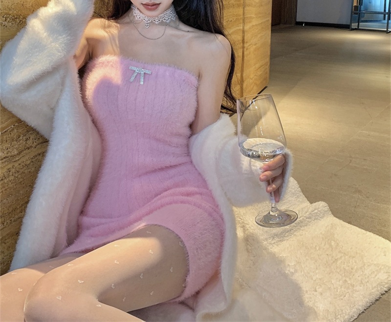 2023 Spring and Autumn laid-back and loose, knee-length, thickened, pure imitation mink fleece knitted sweater cardigan for women pic 42