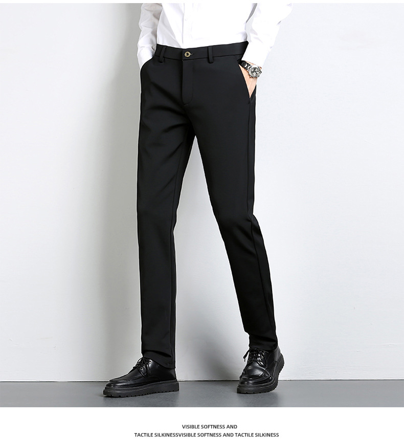 High-end business casual pants for men 2022 autumn and winter, thickened long pants, youth straight, elastic, wrinkle-free and drape dress pants pic 45