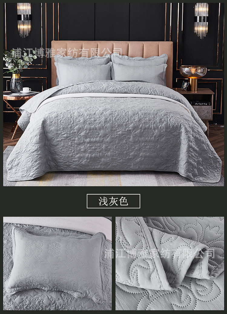 Three-piece set of printed ultrasonic pure cotton bed covers for cross-border Amazon from Europe and America, plain washed cotton bed covers pic 21