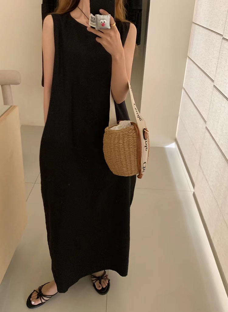 2024 Minimalist and elegant all-linen vest dress for women, summer sleeveless long dress for women pic 10