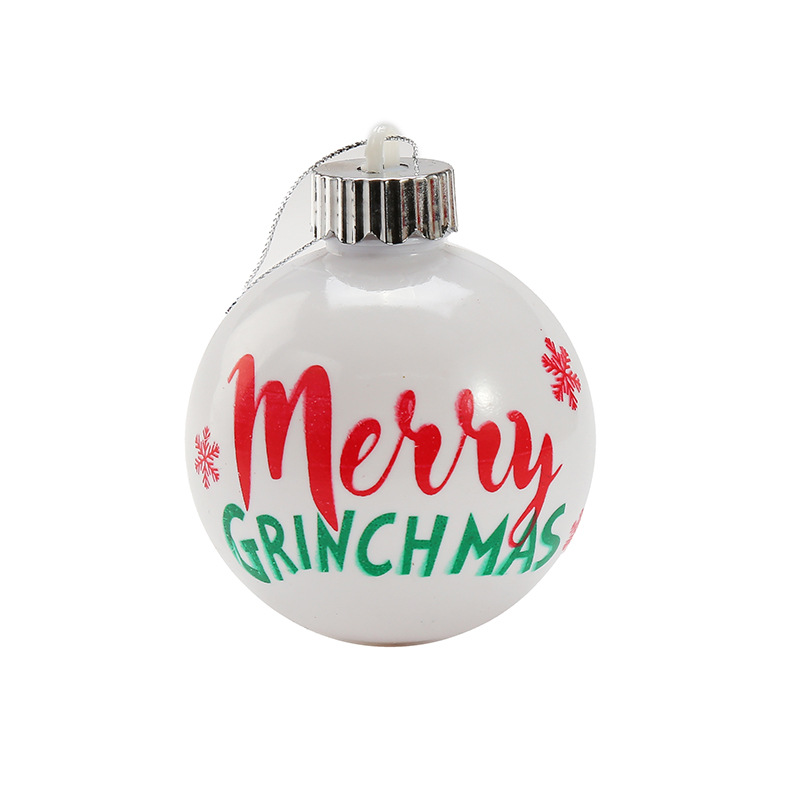 跨境圣诞球发光挂件卡通雪人塑料球摆件装饰圣诞节庆氛围挂饰批发详情9