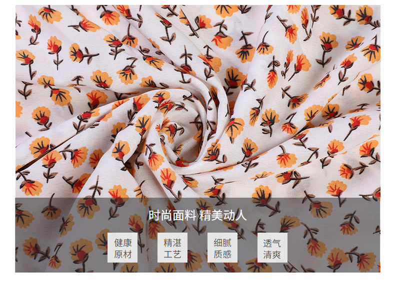 Fashionable and fresh floral print fabric, Korean silk clothing printed fabric, polyester shuttle fabric in stock for wholesale pic 11