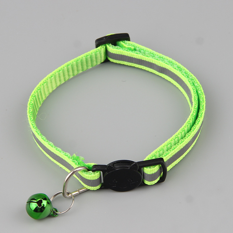 New pet supplies 1.0 black reflective cat head safety buckle collar de gato fuerte y duradero cat bell collar pic 14