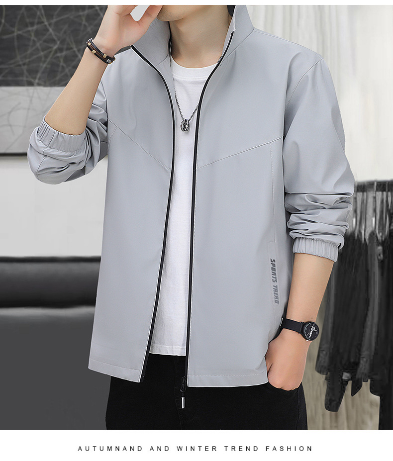 秋冬加绒加厚夹克男立领休闲商务男士好搭外套男大码运动户外男装详情20