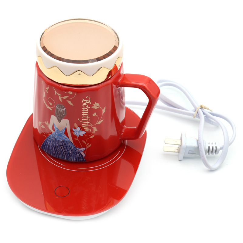 Ceramic insulated cup, 55-degree constant temperature cup, heating coaster, mirror cover, handle spoon set, high-end business gift box pic 19