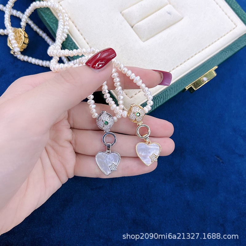 DIY accessories: copper-plated real gold spherical universal buckle necklace, fashionable and niche empty stand, slightly inlaid zircon buckle pic 7