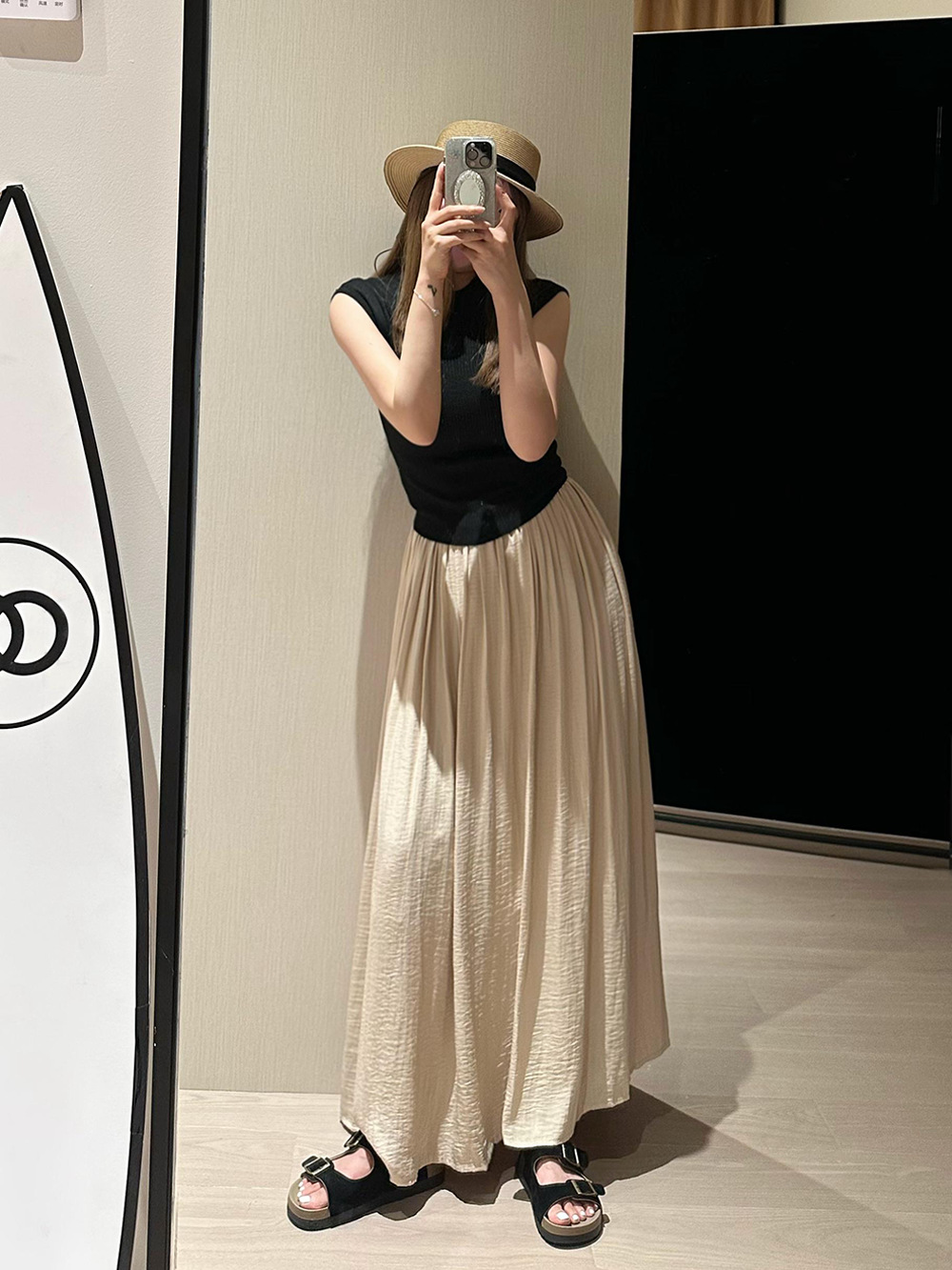 软糯飘逸可甜可盐~子川松紧腰显瘦长裙女2024夏季休闲半身裙e1316详情15