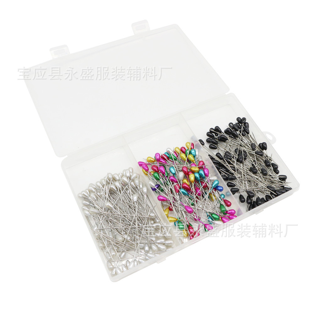 亚马逊新款3色梨形针套装白色彩色黑色300枚55mm长装饰定位针批发详情3