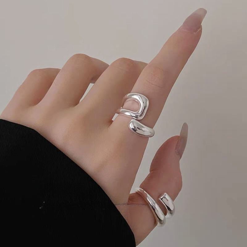A simple and cold style hollowed-out flower ring for women on Instagram, a unique aged ring with a light luxury and niche design sense, a finger ring pic 13
