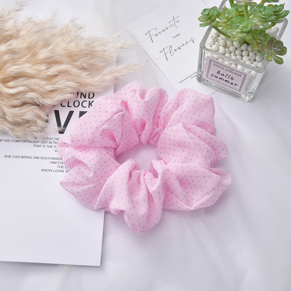 Fresh and sweet large intestine hair band, versatile and simple solid color polka dot hair accessory, forest-style ins hair accessory wholesale pic 3