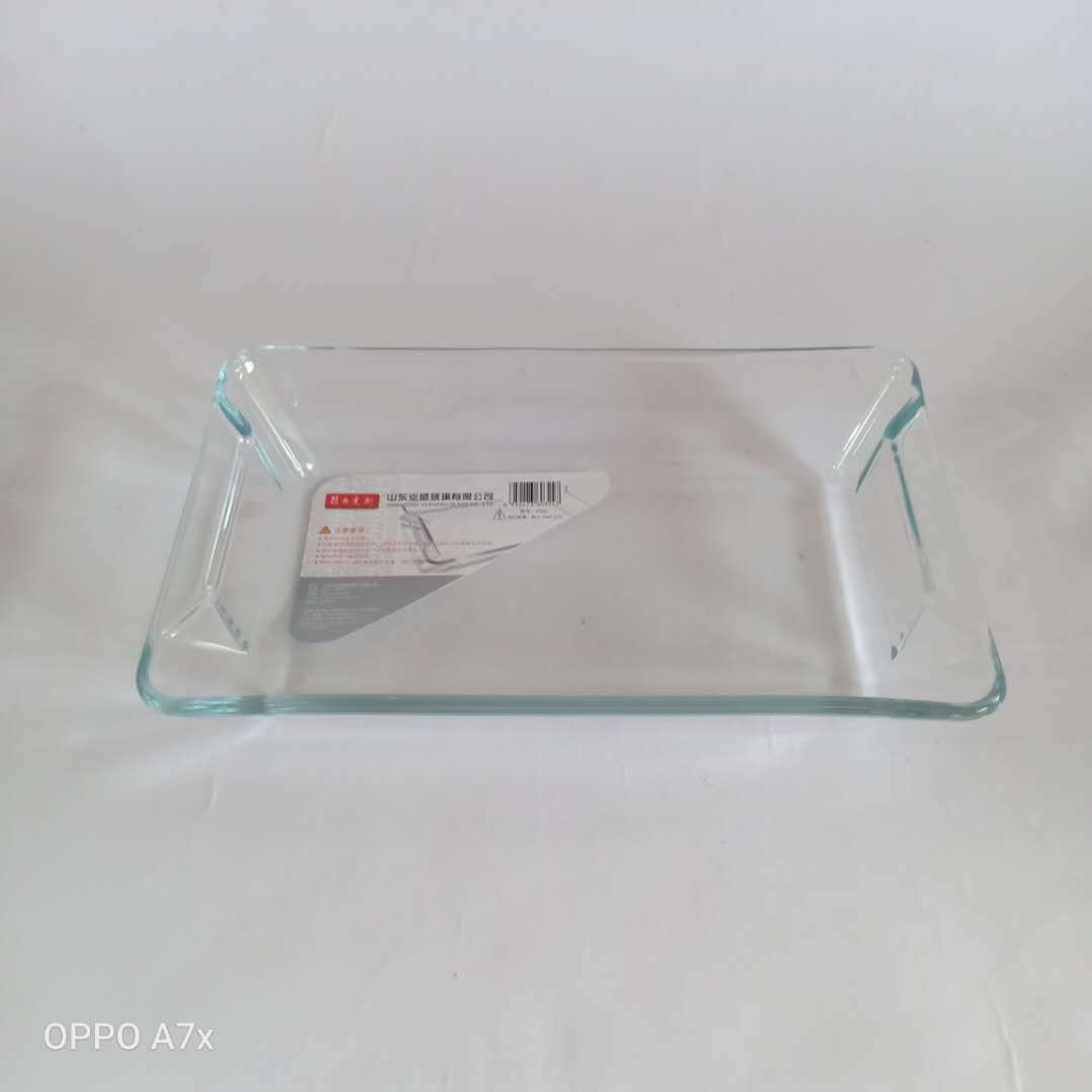 New rectangular tempered glass baking tray with built-in handle for baking glass tray pic 3