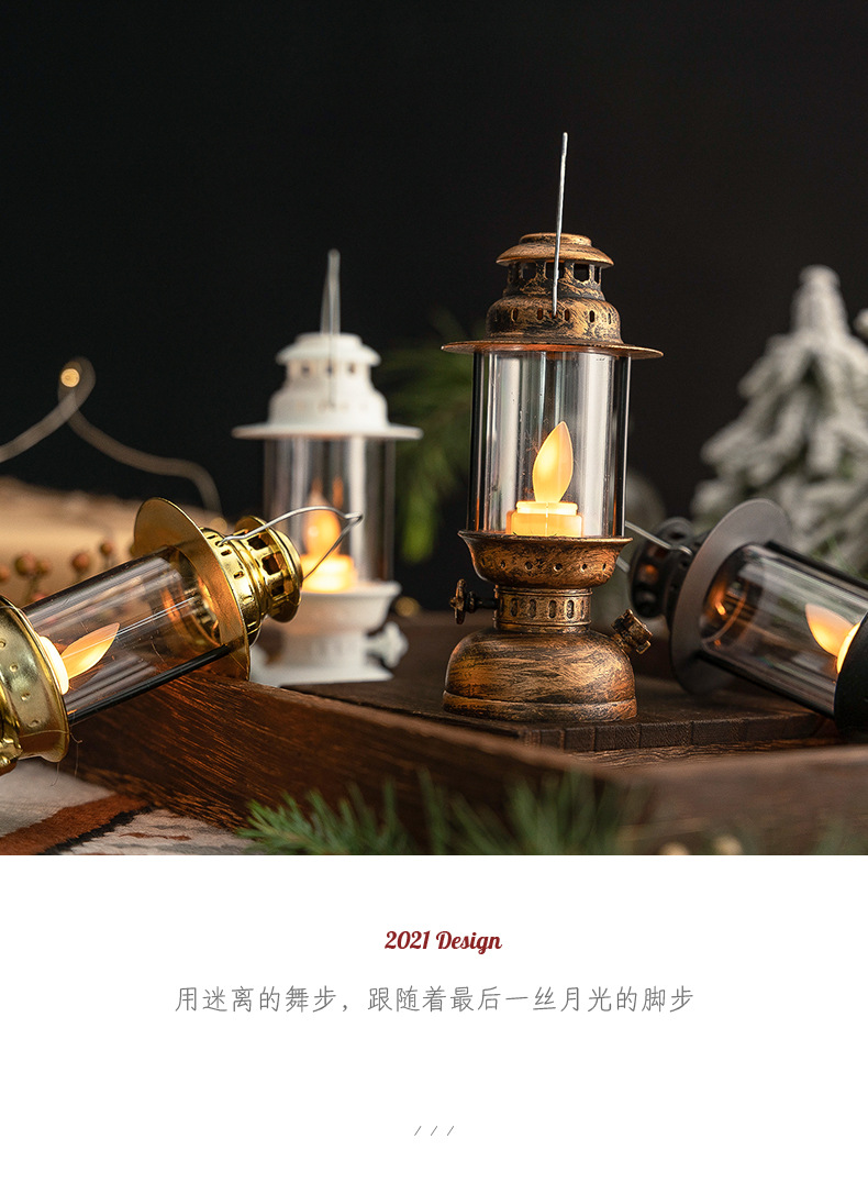 Christmas retro glowing electronic candles, swaying wind lanterns, table ornaments, Halloween oil lanterns, scene decoration and arrangement pic 1