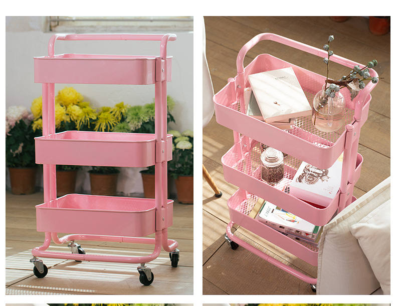 Kitchen storage rack, trolley, floor-standing trolley, multi-layer storage rack, multi-functional microwave oven rack, storage rack pic 9