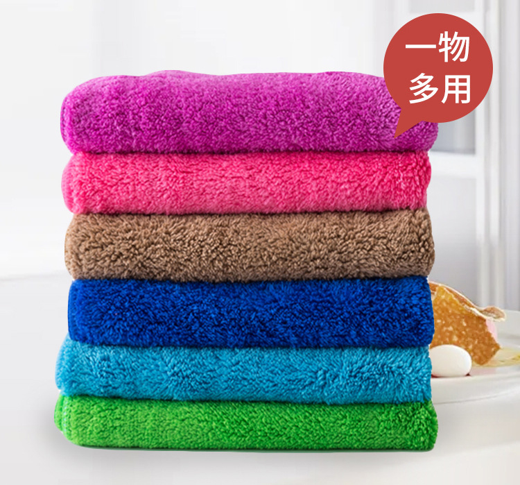 Factory direct sales of double-layer thickened coral fleece floor cleaning cloths, scouring pads, water-absorbing kitchen cleaning cloths, and dishwashing cloths pic 6