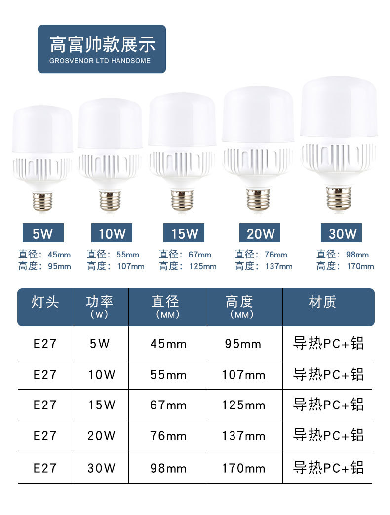led yellow and white light plastic bulb, led bulb E27/B22 energy-saving bulb, high and handsome bulb pic 9