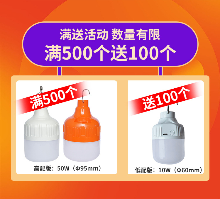 充电灯泡夜市地摊太阳能灯usb充电应急灯停电照明球泡灯 pic 1