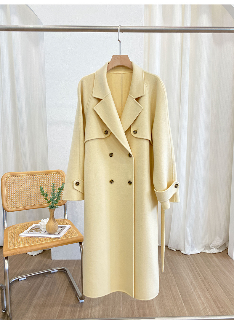 Q469 Dongdaemun Double-sided Cashmere Coat Korean version Autumn and Winter New Style Wool Tie suit collar woolen coat for women pic 52