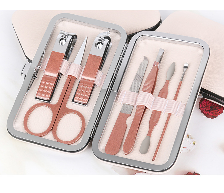 Nail clipper set, rose gold 7-piece gift nail tool, double-edge sharpened, sharp and durable nail clipper set pic 14
