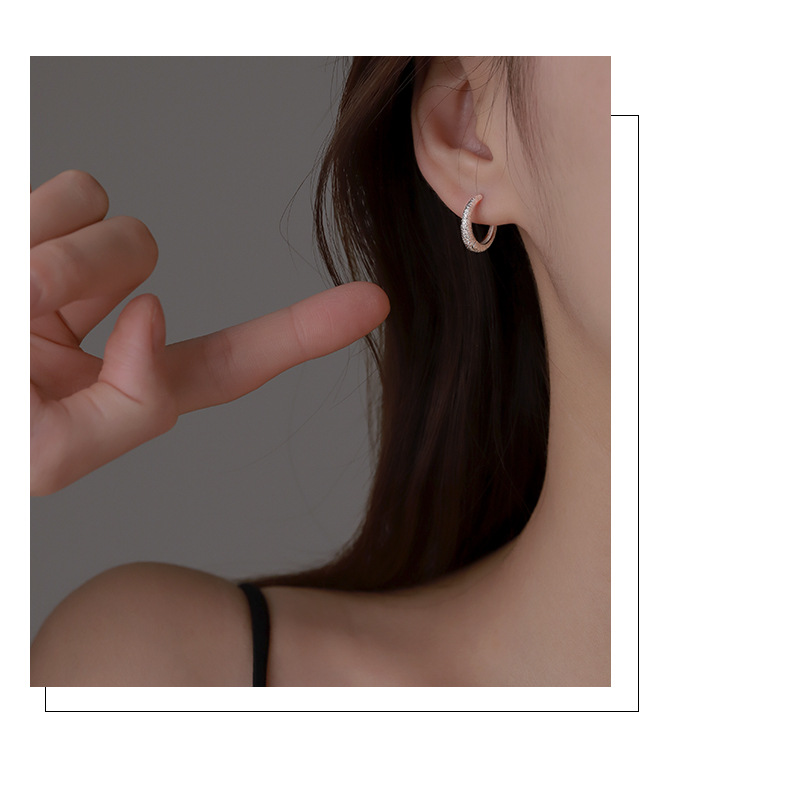 Frosted ear buckles, ins niche, trendy and individualistic flash sand earrings, fashionable, simple and cold style geometric ear rings and earrings pic 22