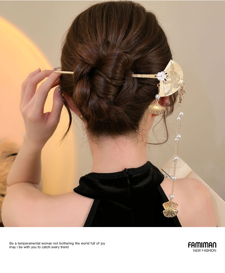 Ancient-style tassel hairpins for women, new Chinese-style ancient style, high-end feel, back of the head coiled hair hairpins, Hanfu cheongsam hairpins and headwear pic 4