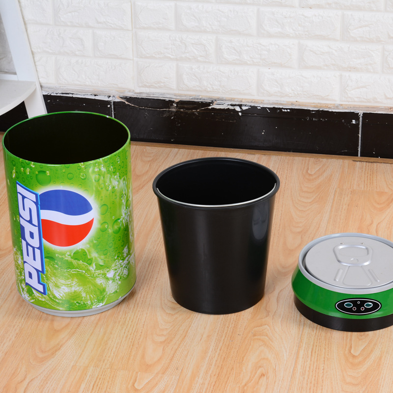 Home stainless steel trash can, creative round cola can, living room storage bucket, sensor-activated electronic trash can pic 18