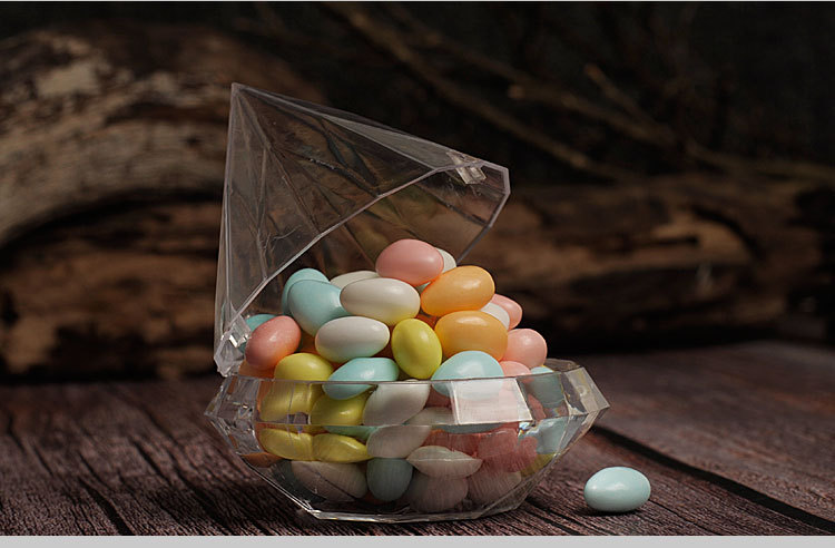 婚庆产品食品级婚庆用品创意水晶钻石形状糖果盒 大小号透明塑料喜糖盒详情10