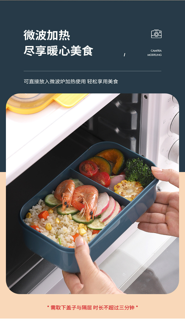 ins相机盖创意分格密封饭盒 上班族便携可微波午餐盒不串味便当盒详情14