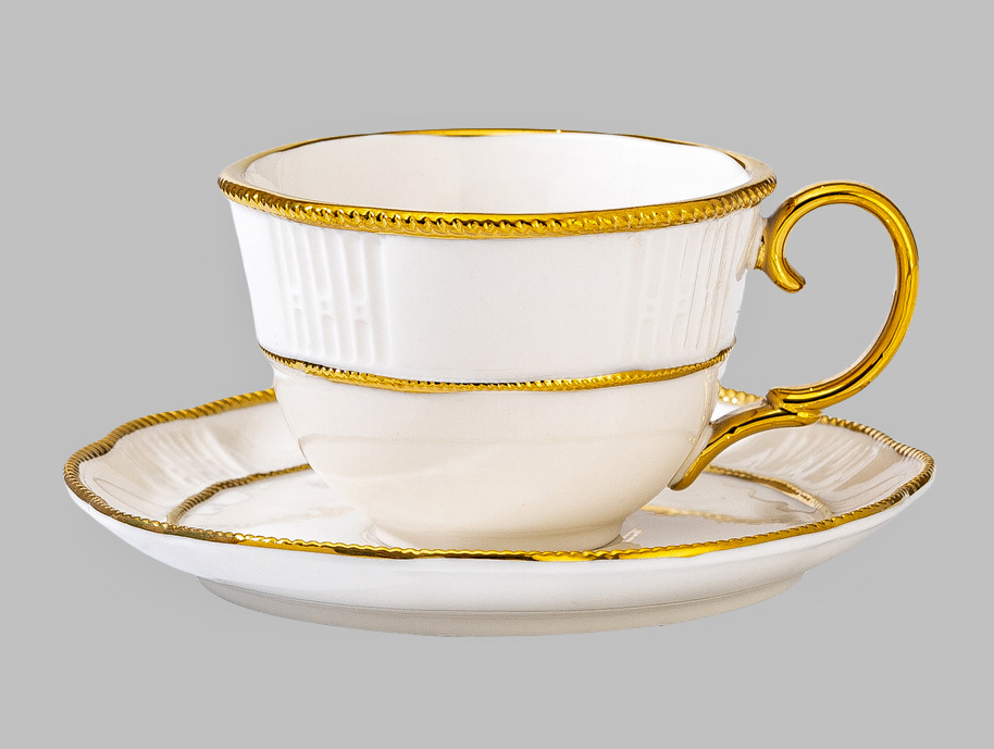 Wholesale of light luxury ceramic tableware sets, high-end gold-plated plates with gold edges pic 15