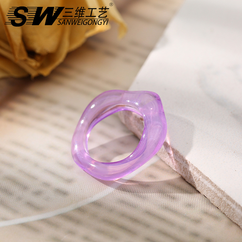 The same resin bright and transparent color ring as Dongdaemun in South Korea, featuring a simple macaron color ring design pic 11
