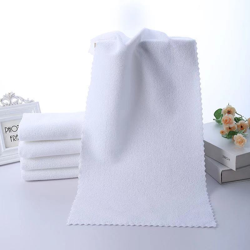 Factory wholesale of bath cotton and white towels, hotel stock, hotel haircuts and foot massage disposable fine fiber towels pic 5