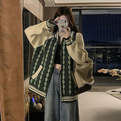 2024年秋冬季慵懒风过膝中长款翻领宽松毛衣裙女内搭打底针织连衣裙详情19