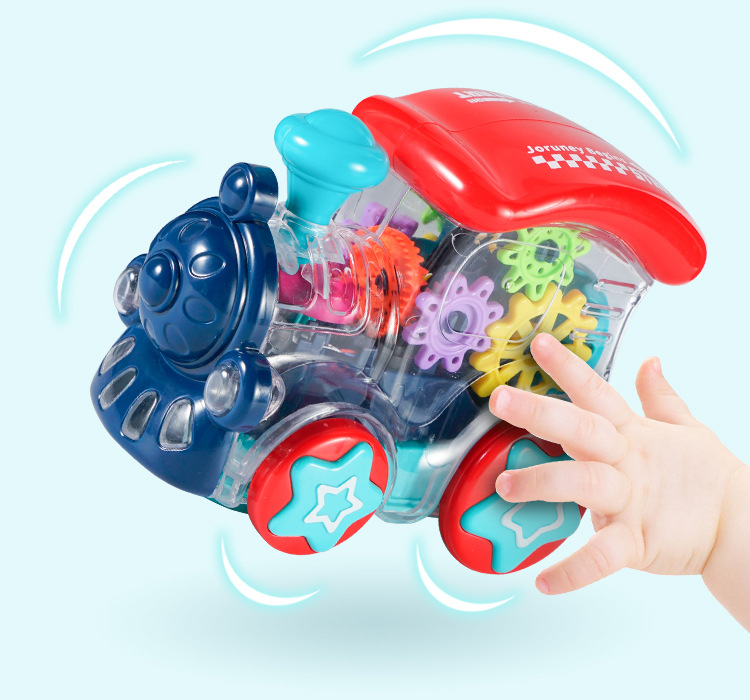 电动儿童万向玩具车 透明音乐发光齿轮火车玩具 夜市地摊玩具批发详情12