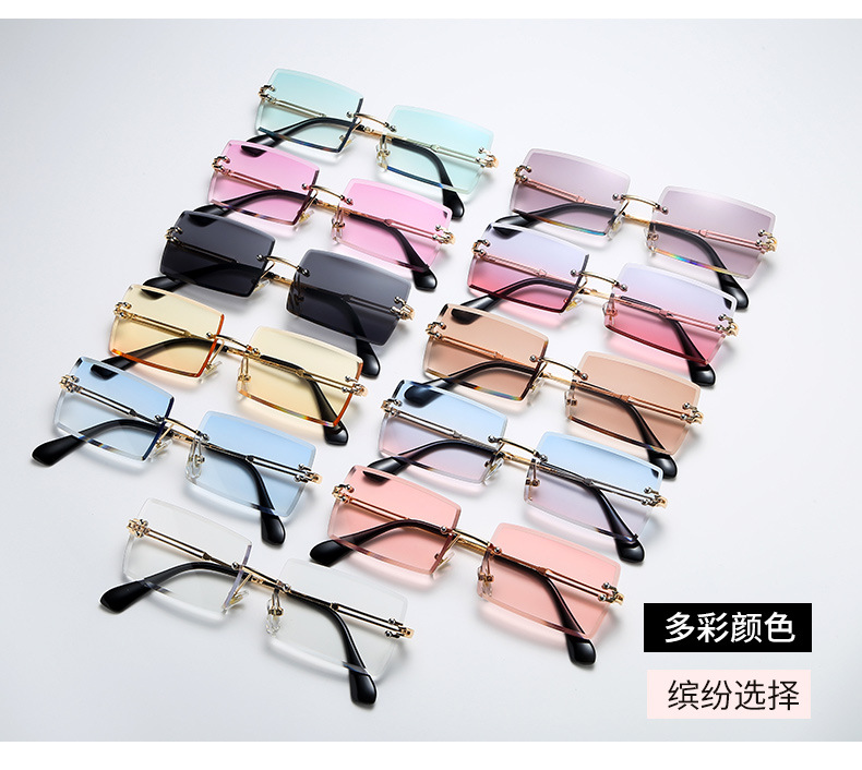 New frameless trimmed square gradient ocean sunglasses, European and American fashion, Instagram-popular street style sunglasses pic 20