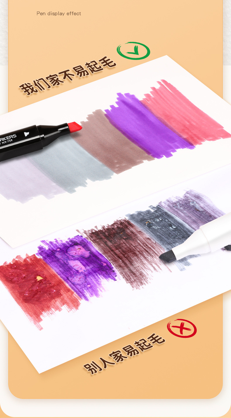 彩色双头马克笔套装儿童学生美术专用彩笔批发酒精油性画画马克笔详情12