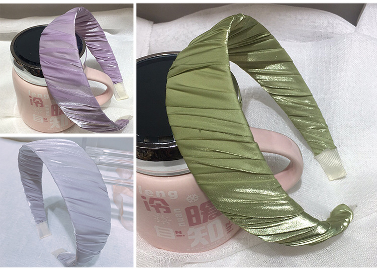 Summer Korean style wide-edge smooth plate twisted fabric hair band, pleated sweet hair accessory, hair band with style, Korean style versatile hair accessory wholesale pic 8