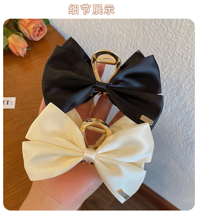 韩式双面蝴蝶结抓夹气质黑色发夹高级感鲨鱼夹秋冬发卡头饰卡子详情6