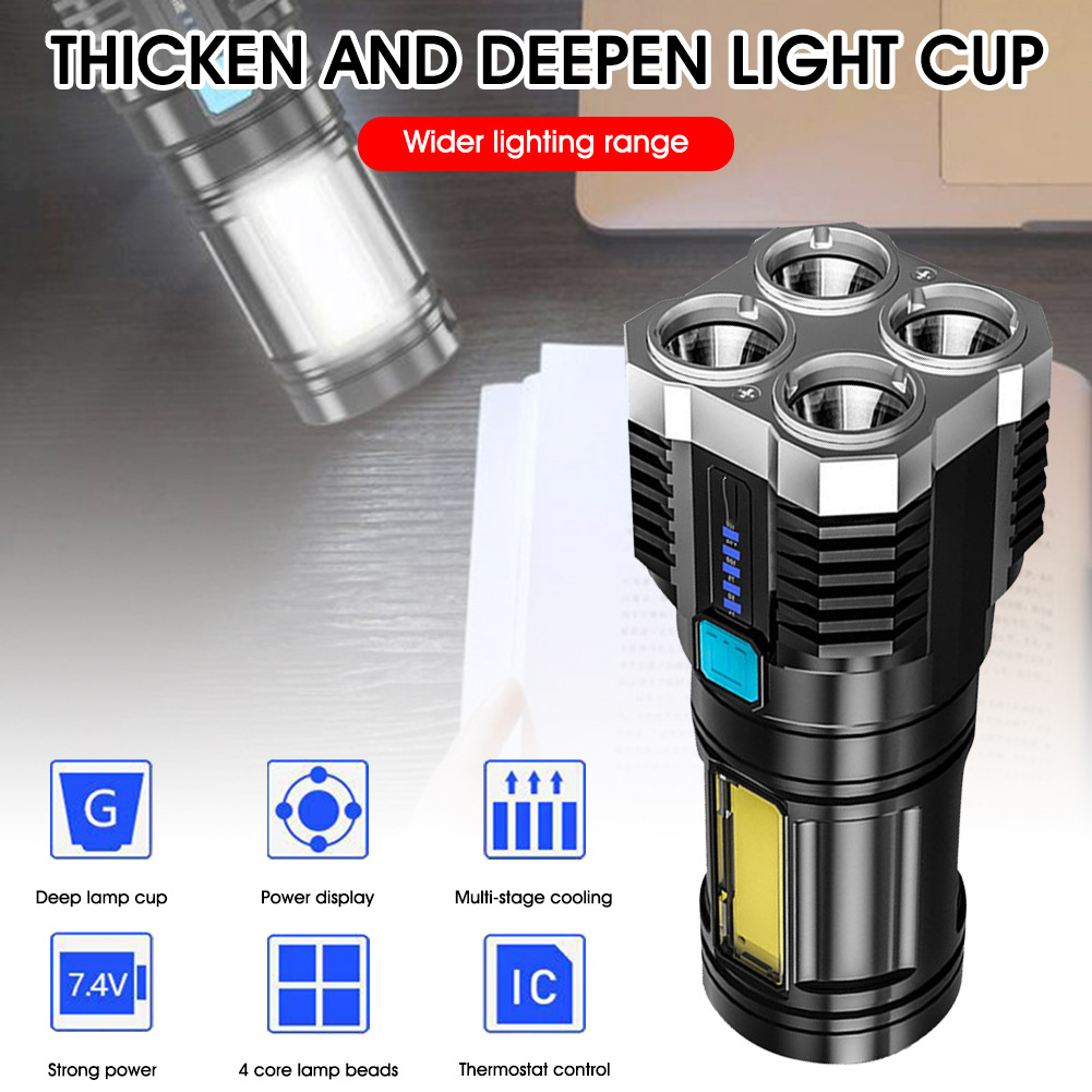 Outdoor flashlight, USB high-power portable lighting lamp, high-endurance patrol lamp, USB strong light outdoor camping lamp pic 1
