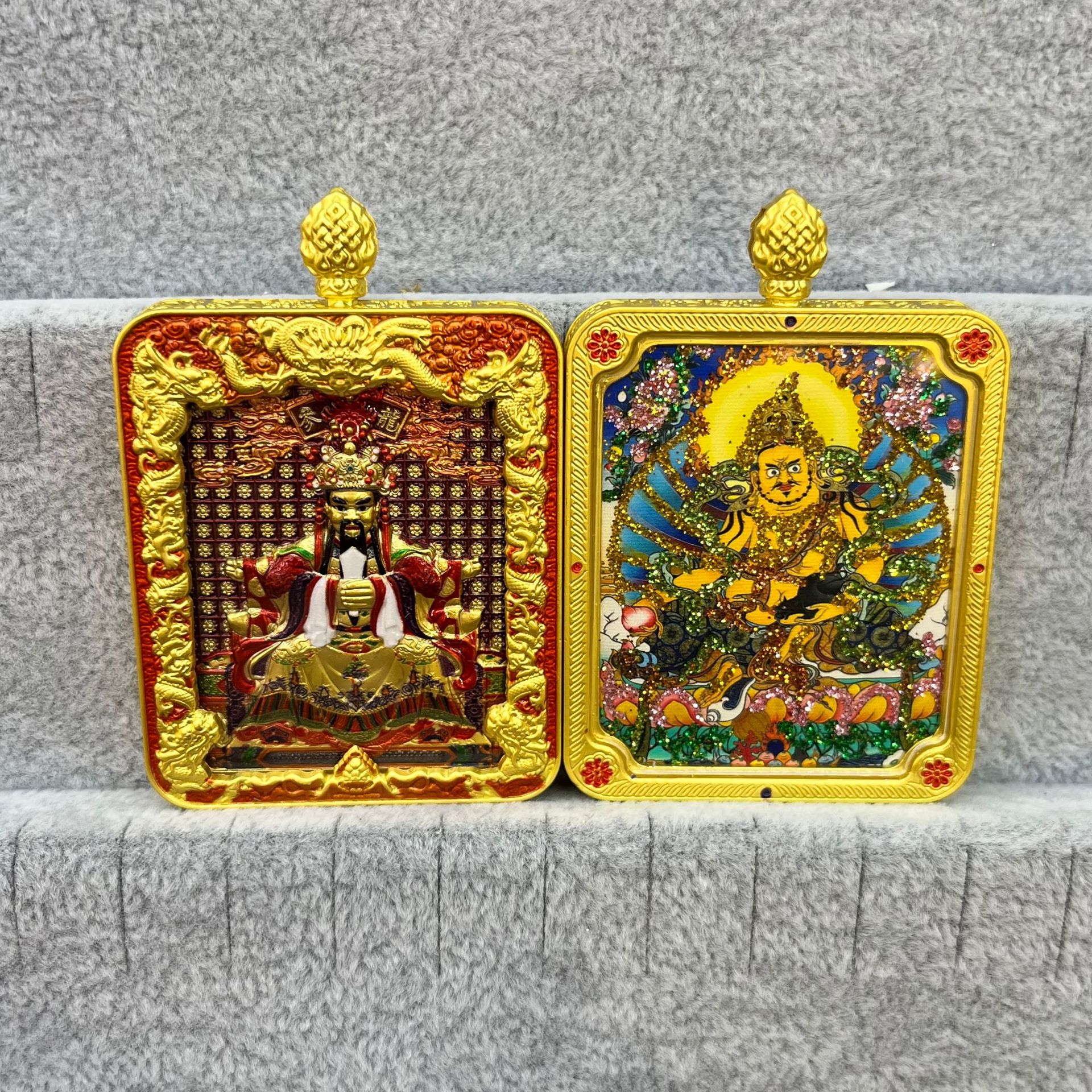 五台山唐卡浮雕双面款立体龙五爷吞金兽双面唐卡前世今生项链吊坠详情17