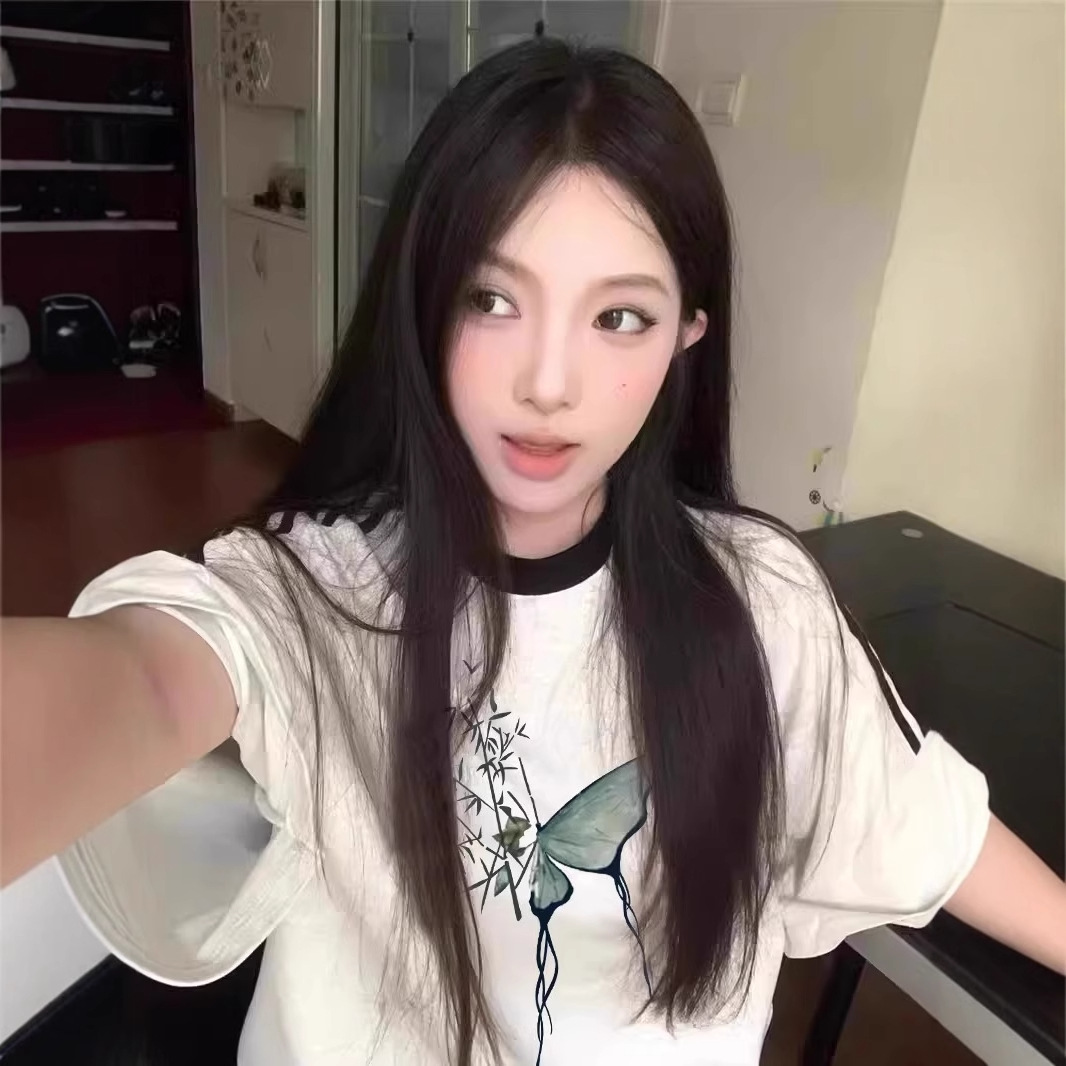 纯棉短袖t恤女2025新款爆款夏季设计感小众条纹美式宽松半袖上衣详情9