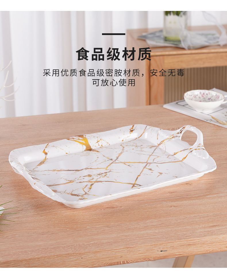 Bisauro rectangular marble tazas de té de metamina bandeja bandeja de vino taza de bebida bandeja de té de porcelana imitación de frutas bandeja pic 16