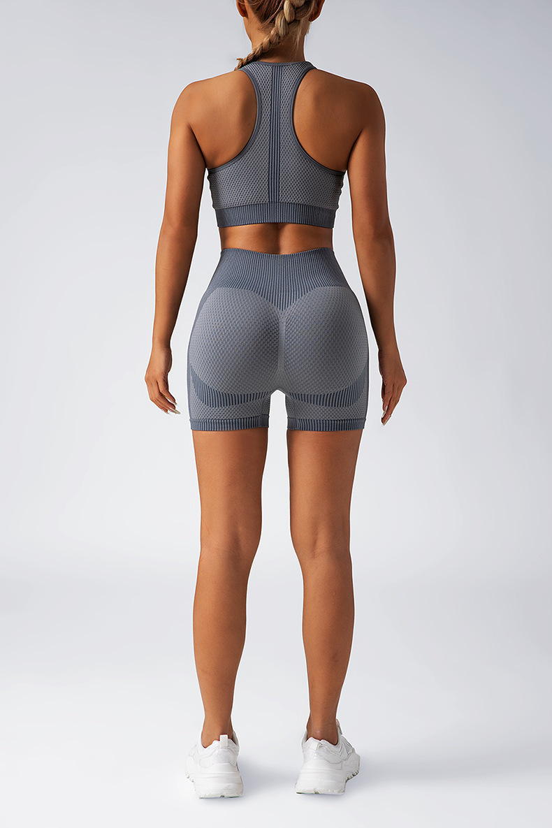 提臀三分瑜伽短裤背心套装高腰健身跑步紧身裤瑜伽服运动内衣女详情7