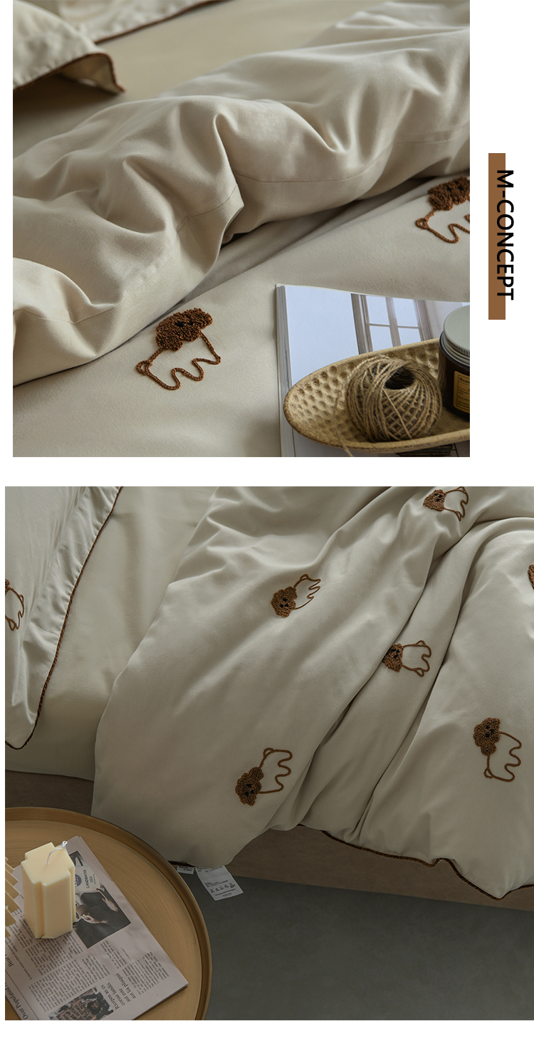 100% algodón algodón satén de tributo molido conjunto de cuatro piezas toalla de alta gama bordado artesanía adorable habitación de niños artículos de cama primavera verano pic 5