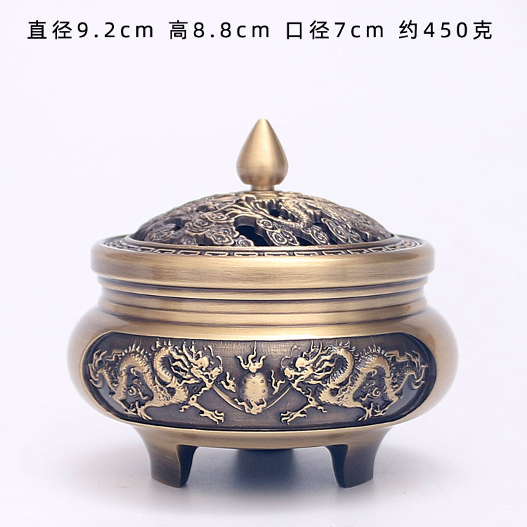 三足铜香炉纯铜沉檀香炉家用茶道香薰炉仿古盘香炉禅意熏香炉详情38